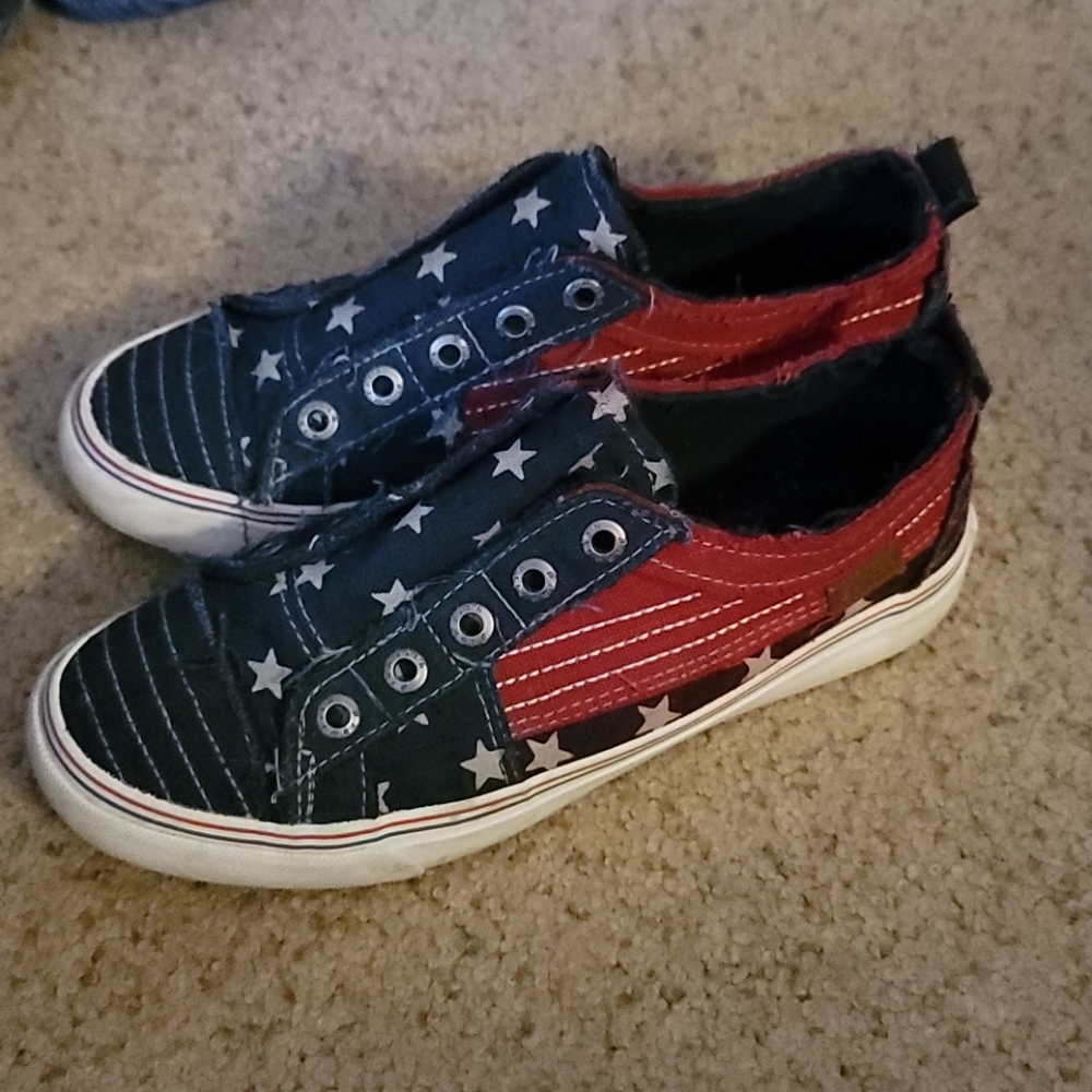 Ladies red white and blue shoes